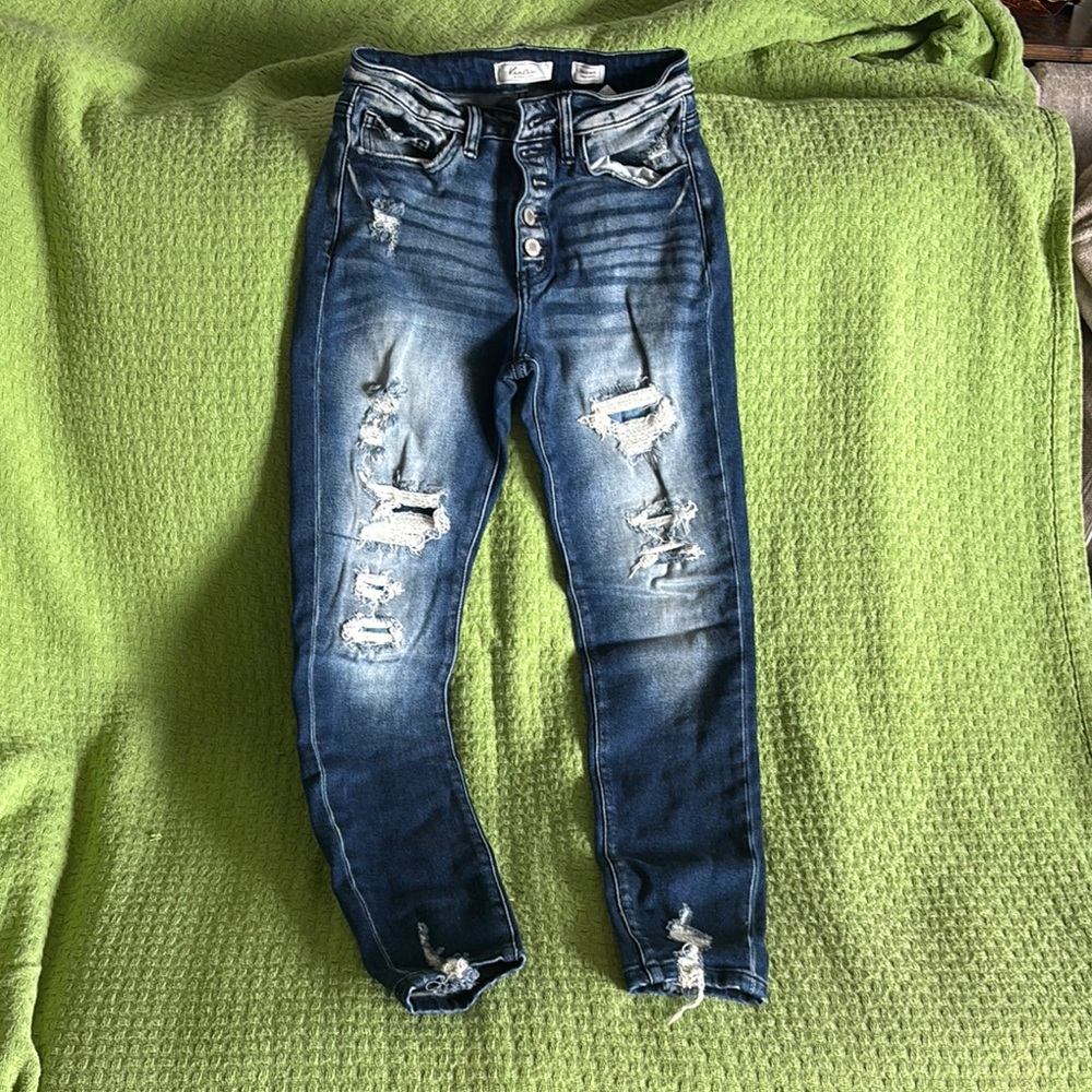 KanCan Signature Series High Rise Distressed Dark Blue Jeans